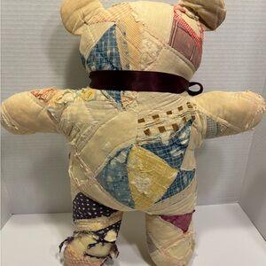 1940's patchwork quilt bear hand stitched distressed faceless Shabby Chic Boho